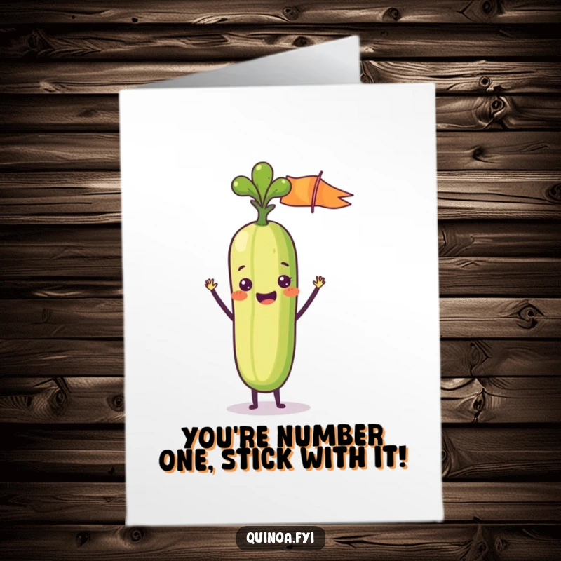 Funny Free Printable Congratulations Card: Delighted Veggie Stick Waving a Tiny Flag with Joy