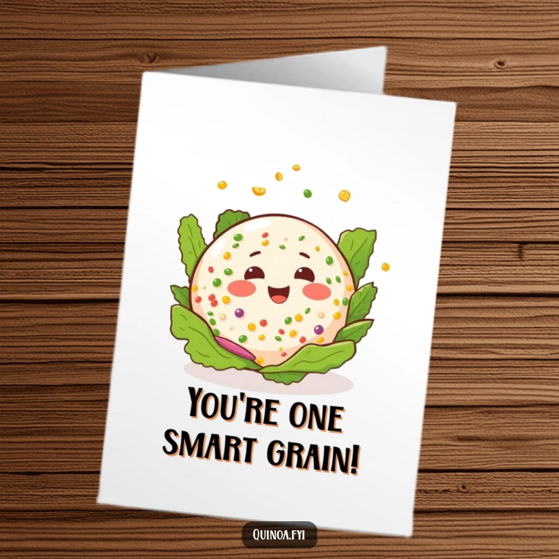 Free Printable Congratulations Card: A cheerful quinoa salad spinning with joy, a quirky and funny downloadable surprise.