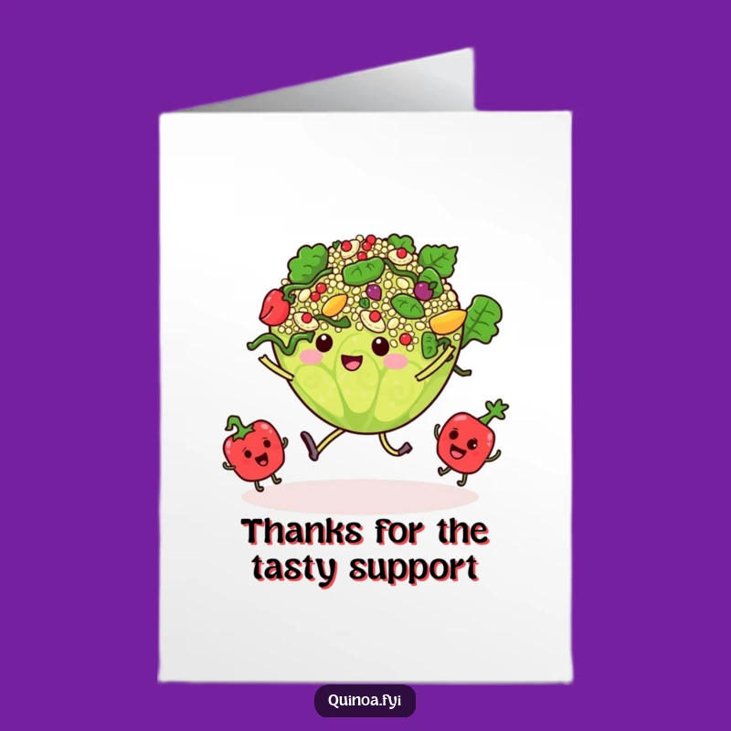 Free Printable Dancing Quinoa Salad Thank You Card - Funny Veggie Download