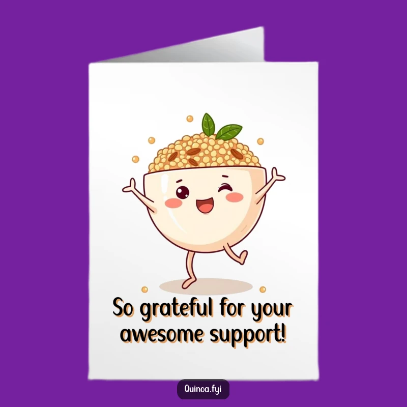 Free Printable Thank You Card: Funny Quinoa Bowl Cartwheel Greeting to Show Gratitude