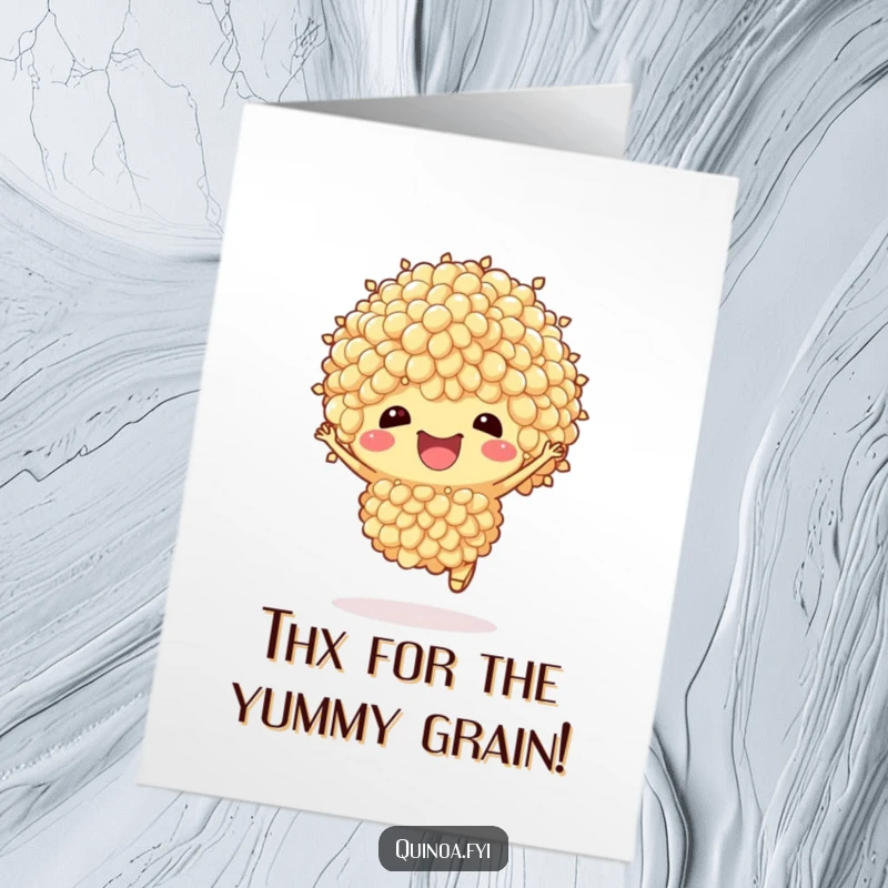 Funny Free Printable Thank You Card: A cheerful quinoa cluster offering thanks, great for a printable, humorous thank you.