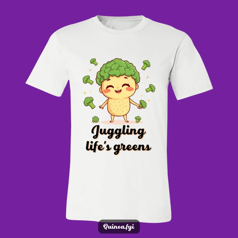 Funny Quinoa Juggling T-Shirt: Show Off Skill with a Grinning Veggie Character, Great Funny Gift