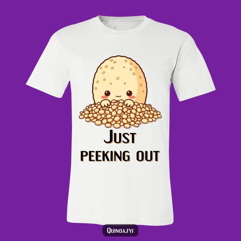 Funny Quinoa Peek T-Shirt: Wear Your Curiosity with a Peeking Grain Character