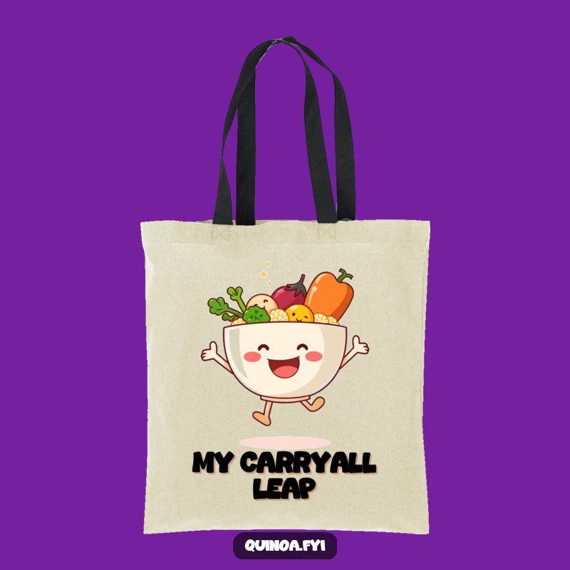 Funny Quinoa Veggie Leap Tote Bag: Carry Your Goodies with Lively Humor!