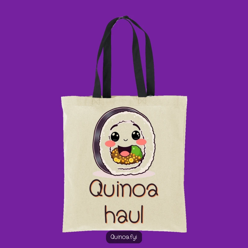 Funny Sushi Quinoa Roll Tote Bag: Happy Character's Healthy Smile Carry-All Gift