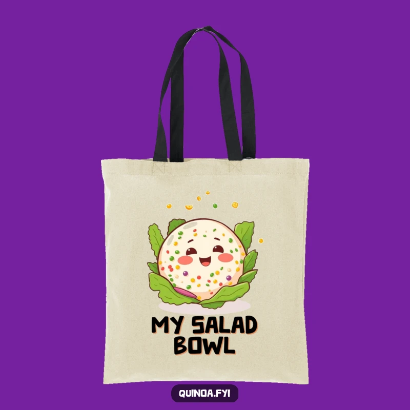 Funny Quinoa Salad Spin Tote Bag: Happy Expression, Healthy Style, Stylish Funny Gift